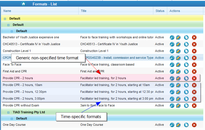 Using Course Format to show Course Times